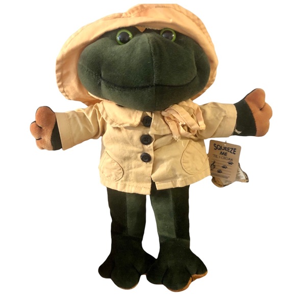 Boyds Bears Vintage Plush G Kelly Ribbit Frog Stuffed Animal In Raincoat - Picture 1 of 11